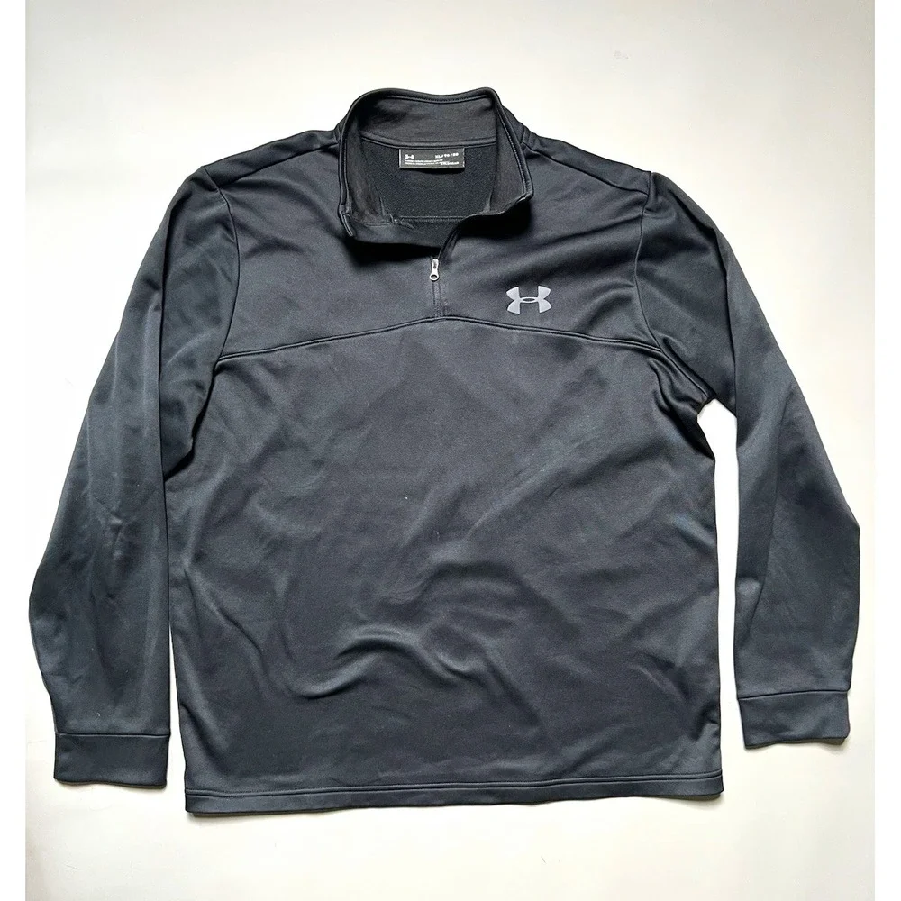 Under Armour ColdGear Men's XL Black Loose Fit 1/4 Zip Mock Neck Pullover